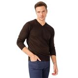 DESEN TRİKO Erkek Basic V Yaka İnce Triko Kazak Koyu Kahve Beden;S,Renk;K.Kahve dsnNM1768
