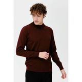 Desen Triko Erkek Basic Yarım Balıkçı Ince Triko Kazak 02421604 Bordo - 3XL