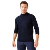 Desen Triko Erkek Basic Yarım Balıkçı İnce Triko Kazak 02421604 Koyu Lacivert XXL