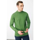 Desen Triko Erkek Basic Yarım Balıkçı Ince Triko Kazak K.yosun - XL