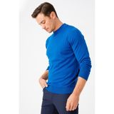 Desen Triko Erkek Basic Yarım Balıkçı Ince Triko Kazak S.mavi - 4XL