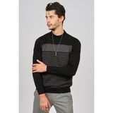 Desen Triko Erkek Desenli Yarım Balıkçı Yün Kazak 0249641 Siyah - 2XL