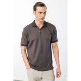 Desen Triko Erkek Fermuarlı Jakarlı T-Shirt Kahve - XL