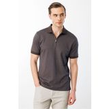 Desen Triko Erkek Fermuarlı Jakarlı T-shirt Kahve