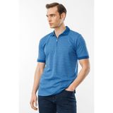 Desen Triko Erkek Fermuarlı Jakarlı T-Shirt Saks - 4XL