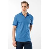Desen Triko Erkek Fermuarlı Jakarlı T-Shirt Saks