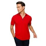 DESEN TRİKO Erkek Fermuarlı Polo Yaka T-shirt Kırmızı Beden;XL,Renk;Kırmızı dsnNM934
