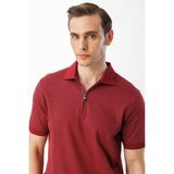 Desen Triko Erkek Fermuarlı T-Shirt Bordo