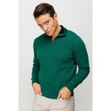 Desen Triko Erkek Fermuarlı Yaka Klasik Yün Kazak - 2XL