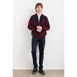 Desen Triko Erkek Hakim Yaka Kareli Pike Dokuma Mont Bordo - 2XL - 3XL