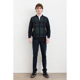 Desen Triko Erkek Hakim Yaka Kareli Pike Dokuma Mont K.lacivert - 2XL - 3XL - Lacivert-NV164