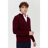 Desen Triko Erkek Hakim Yaka Triko Yün Ceket Bordo - 2XL - 3XL