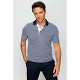 Desen Triko Erkek Merserize T-Shirt Lacivert - 2XL