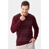 Desen Triko Erkek Önü Desenli Yün Kazak 2611 Bordo - 2XL
