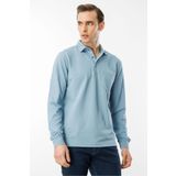 Desen Triko Erkek Polo Yaka Cepli Uzun Kollu Sweatshirt H.Mavi