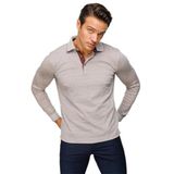 DESEN TRİKO Erkek Polo Yaka Desenli Uzun Kollu Sweatshirt Bej Beden;3XL,Renk;Bej dsnNM9487