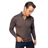 DESEN TRİKO Erkek Polo Yaka Desenli Uzun Kollu Sweatshirt Kahve Beden;3XL,Renk;Kahve dsnNM9473