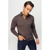 DESEN TRİKO Erkek Polo Yaka Desenli Uzun Kollu Sweatshirt Kahve Beden;S,Renk;Kahve dsnNM9477