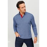 DESEN TRİKO Erkek Polo Yaka Desenli Uzun Kollu Sweatshirt Lacivert Beden;3XL,Renk;Lacivert dsnNM9466