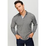 DESEN TRİKO Erkek Polo Yaka Desenli Uzun Kollu Sweatshirt Siyah Beden;3XL,Renk;Siyah dsnNM9452