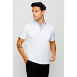 Desen Triko Erkek Polo Yaka Düğmeli Cepli T-Shirt Beyaz - 2XL