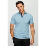 Desen Triko Erkek Polo Yaka Düğmeli Cepli T-Shirt H.mavi