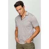 Desen Triko Erkek Polo Yaka Jakarlı Cepli T-Shirt Bej - M