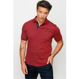 Desen Triko Erkek Polo Yaka Jakarlı Cepli T-shirt Bordo