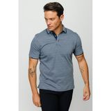 Desen Triko Erkek Polo Yaka Jakarlı Cepli T-Shirt Füme - XL