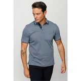 Desen Triko Erkek Polo Yaka Jakarlı Cepli T-Shirt Füme