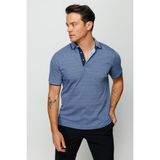 Desen Triko Erkek Polo Yaka Jakarlı Cepli T-shirt Lacivert