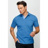 Desen Triko Erkek Polo Yaka Jakarlı Düğmeli Cepli T-Shirt Saks