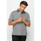 Desen Triko Erkek Polo Yaka Jakarlı Düğmeli T-Shirt Siyah - 3XL