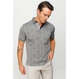Desen Triko Erkek Polo Yaka Jakarlı Kısa Kollu T-Shirt Siyah
