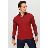 DESEN TRİKO Erkek Polo Yaka Jakarlı Minik Desenli Sweatshirt Bordo Beden;4XL,Renk;Bordo dsnNM9524