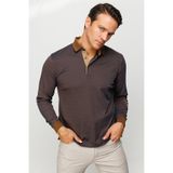 DESEN TRİKO Erkek Polo Yaka Jakarlı Minik Desenli Sweatshirt Kahve Beden;3XL,Renk;Kahve dsnNM9509