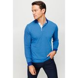 Desen Triko Erkek Polo Yaka Jakarlı Minik Desenli Sweatshirt Lacivert