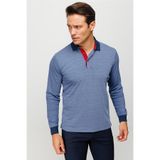 DESEN TRİKO Erkek Polo Yaka Jakarlı Minik Desenli Sweatshirt Saks Beden;XL,Renk;Saks dsnNM9500
