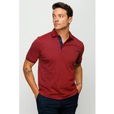 Desen Triko Erkek Polo Yaka Jakarlı T-Shirt 23801 Bordo M