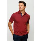 Desen Triko Erkek Polo Yaka Jakarlı T-Shirt 23801 Bordo - S