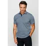 Desen Triko Erkek Polo Yaka Jakarlı T-Shirt 23801 Füme M