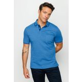 Desen Triko Erkek Polo Yaka Jakarlı T-Shirt 23801 Saks M