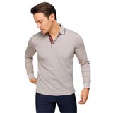 DESEN TRİKO Erkek Polo Yaka Kare Desenli Uzun Kollu Sweatshirt Bej Beden;3XL,Renk;Bej dsnNM9444