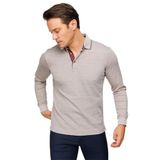 DESEN TRİKO Erkek Polo Yaka Kare Desenli Uzun Kollu Sweatshirt Bej Beden;XL,Renk;Bej dsnNM9449