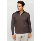 DESEN TRİKO Erkek Polo Yaka Kare Desenli Uzun Kollu Sweatshirt Kahve Beden;S,Renk;Kahve dsnNM9428