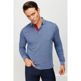 DESEN TRİKO Erkek Polo Yaka Kare Desenli Uzun Kollu Sweatshirt Lacivert Beden;2XL,Renk;Lacivert dsnNM9417