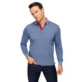 DESEN TRİKO Erkek Polo Yaka Kare Desenli Uzun Kollu Sweatshirt Lacivert Beden;M,Renk;Lacivert dsnNM9421