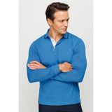 DESEN TRİKO Erkek Polo Yaka Kare Desenli Uzun Kollu Sweatshirt Saks Beden;L,Renk;Saks dsnNM9413