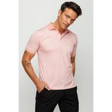 Desen Triko Erkek Polo Yaka Keten Baskılı T-Shirt Somon