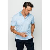 Desen Triko Erkek Polo Yaka Keten Baskılı T-Shirt Turkuaz - M